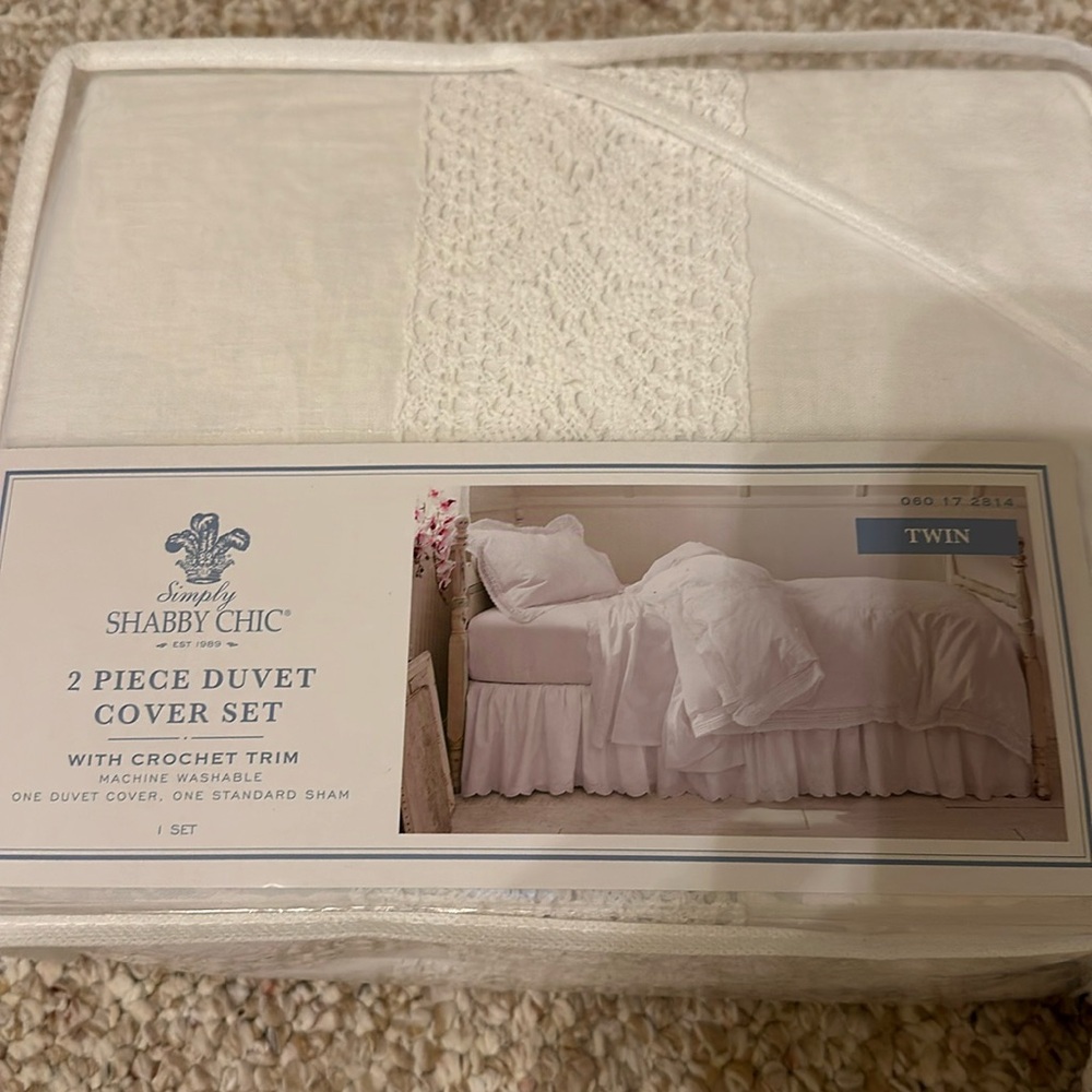 New Twin Simply Shabby Chic Duvet Cover and Sham
